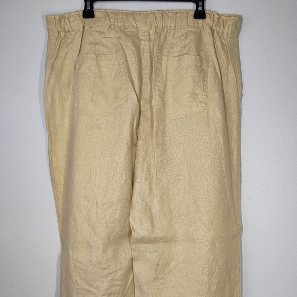 Lauren Ralph Lauren Pure Linen Wide Leg Pants Beige Lagenlook Beachy Size 14W - Picture 6 of 13